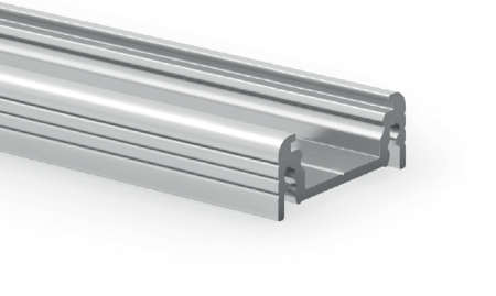 PROFILO DA SUPERFICIE 2 METRI IN ALLUMINIO + COVER TRASPARENTE  + 2 TAPPI