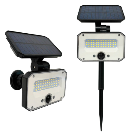 Picchetto Solare ricaricabile LED 8W- 4000K con sensore crepuscolare e rilevatore di presenza PIR