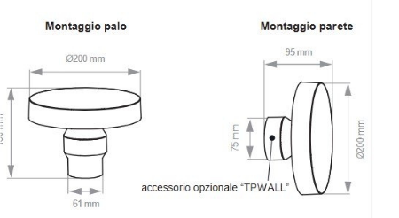 Lampo lighting TP200MC lampione da palo attacco diametro 60 mm Led 15W-230V 3200-4000-6500K ( Tricolor ) 1050 lumen IP65 colore Nero