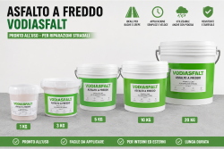 ASFALTO A FREDDO VODIASFALT 1 3 5 10 20 KG RIPARA BUCHE CREPE PRONTO USO