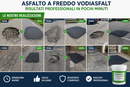 ASFALTO A FREDDO VODIASFALT 1 3 5 10 20 KG RIPARA BUCHE CREPE PRONTO USO