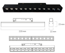 BAR LED DARKLIGHT 48V 12W 3K  NERO DALI