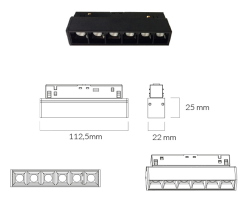 BARRA LED DARKLIGHT 48V 6W 3000K NERA DALI