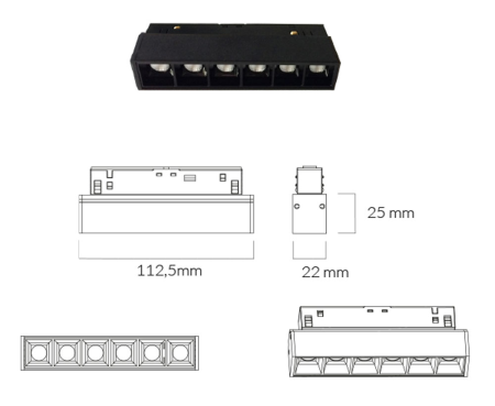 BARRA LED DARKLIGHT 48V 6W 3000K NERA DALI