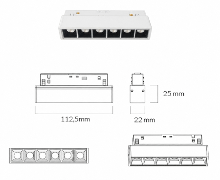 BARRA LED DARK LIGHT 48V 6W 3000K BIANCA